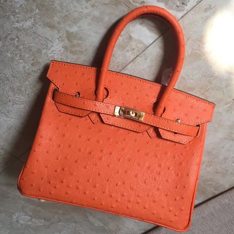 Hermes Birkin Bag Ostrich Leather Gold Hardware In Orange