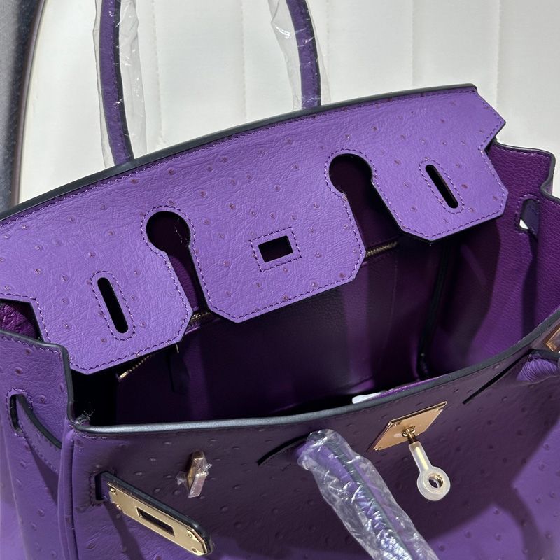 Hermes Birkin Bag Ostrich Leather Gold Hardware In Purple