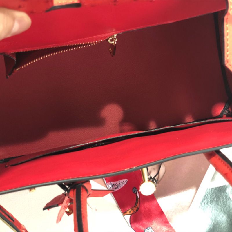 Hermes Birkin Bag Ostrich Leather Gold Hardware In Red