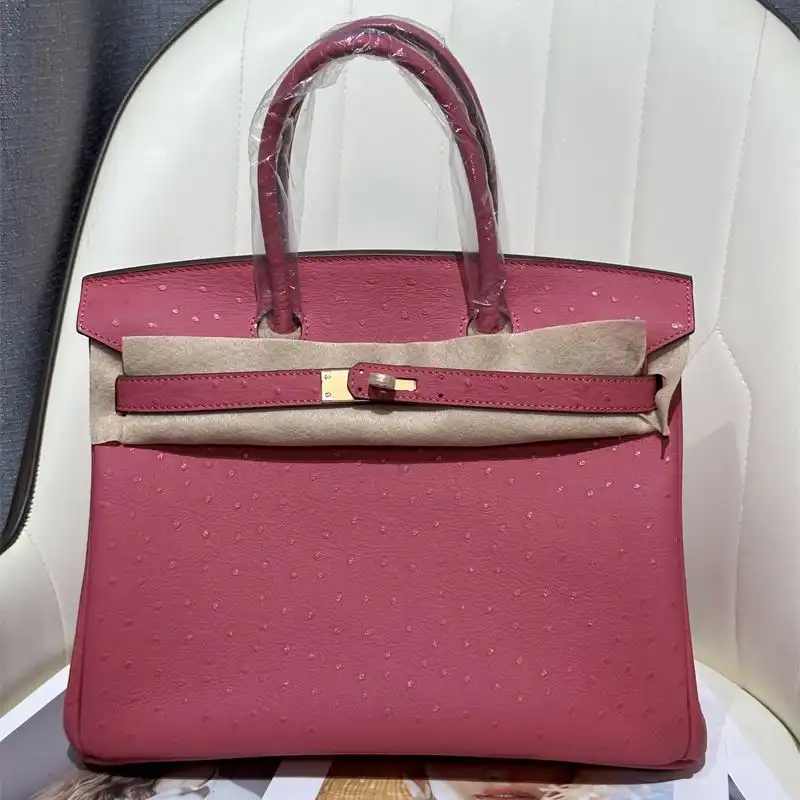 Hermes Birkin Bag Ostrich Leather Gold Hardware In Rose