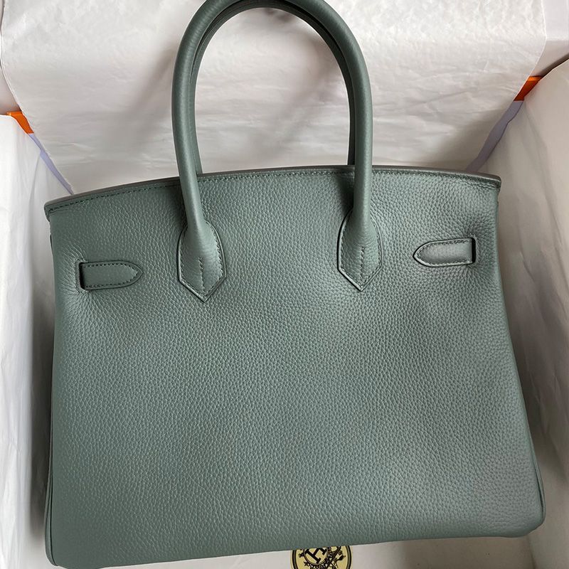 Hermes Birkin Bag Togo Leather Gold Hardware In Almond Green