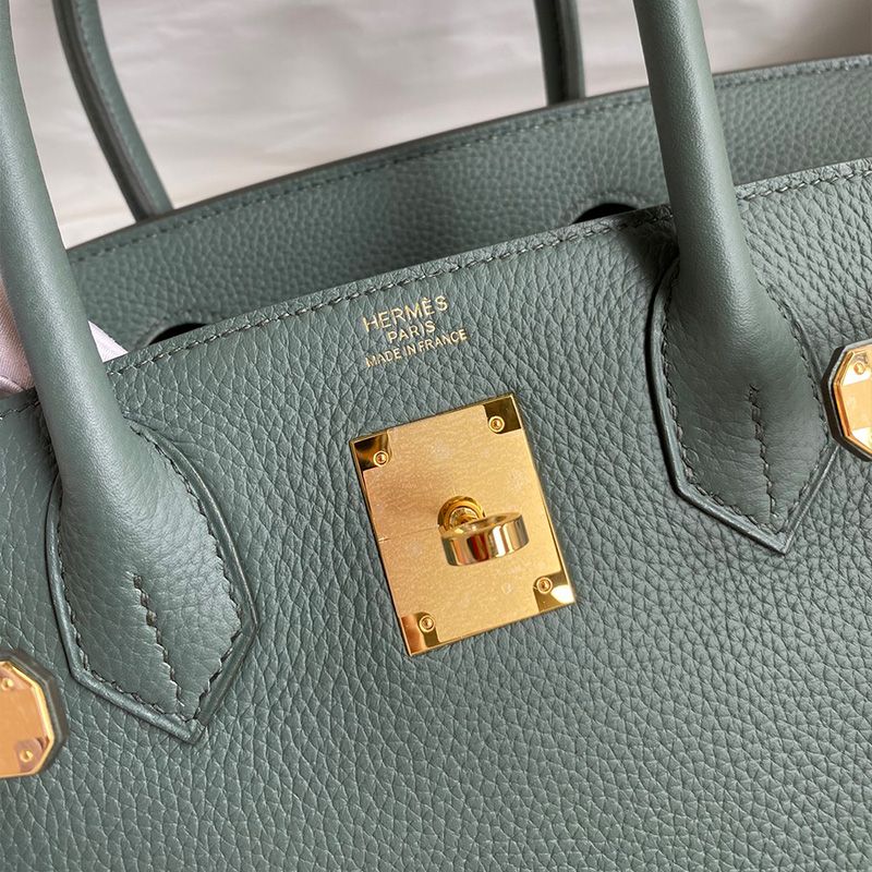 Hermes Birkin Bag Togo Leather Gold Hardware In Almond Green