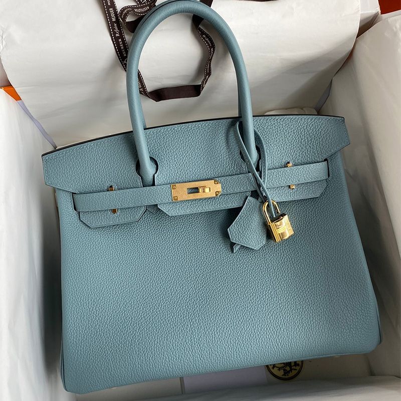 Hermes Birkin Bag Togo Leather Gold Hardware In Azure