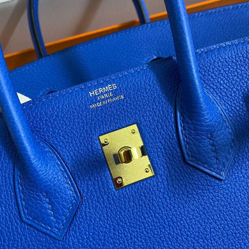 Hermes Birkin Bag Togo Leather Gold Hardware In Blue