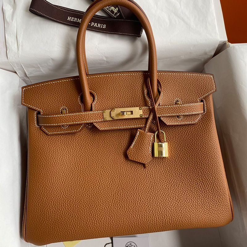 Hermes Birkin Bag Togo Leather Gold Hardware In Brown