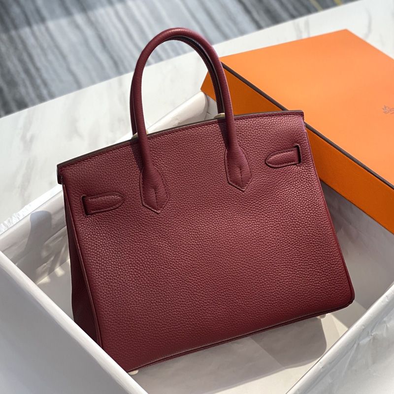 Hermes Birkin Bag Togo Leather Gold Hardware In Burgundy