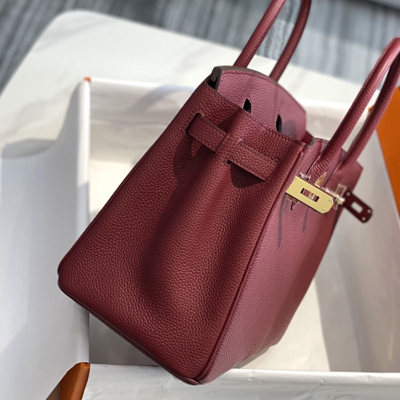 Hermes Birkin Bag Togo Leather Gold Hardware In Burgundy