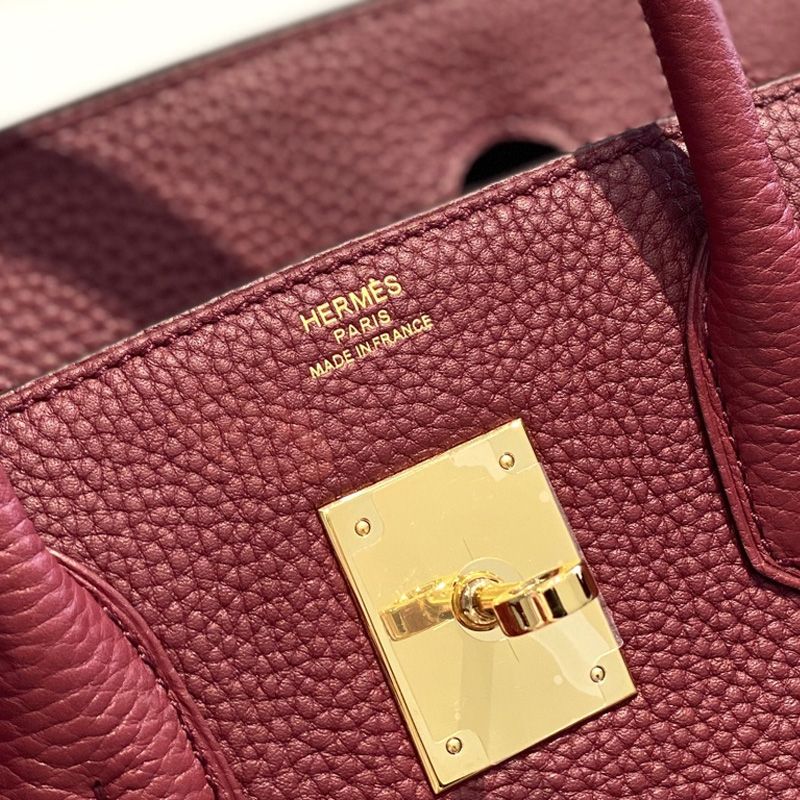 Hermes Birkin Bag Togo Leather Gold Hardware In Burgundy