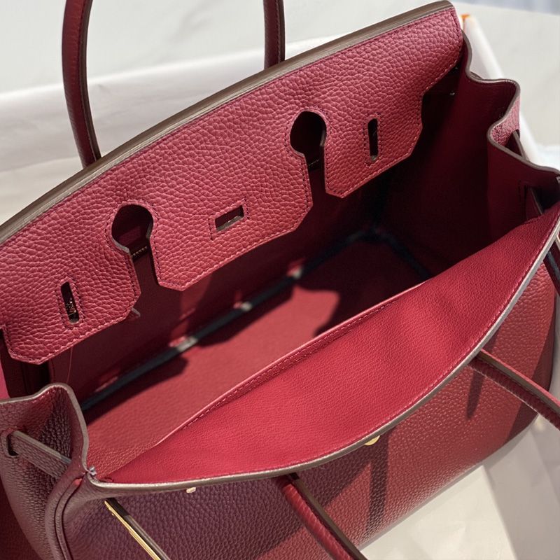 Hermes Birkin Bag Togo Leather Gold Hardware In Burgundy