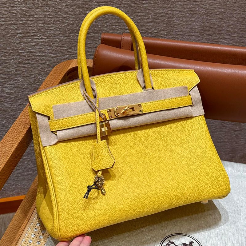 Hermes Birkin Bag Togo Leather Gold Hardware In Lemon