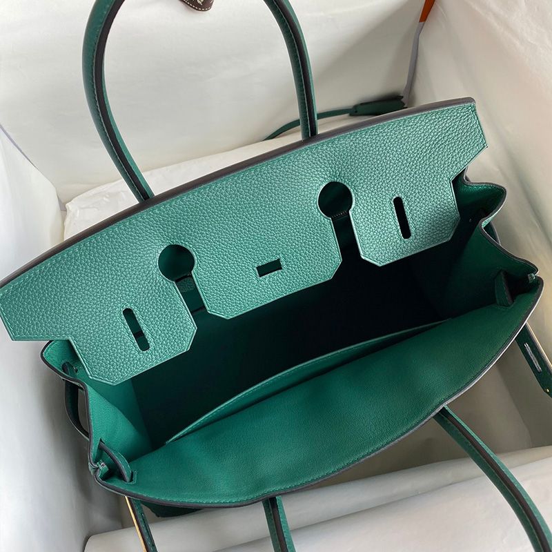 Hermes Birkin Bag Togo Leather Gold Hardware In Malachite Green