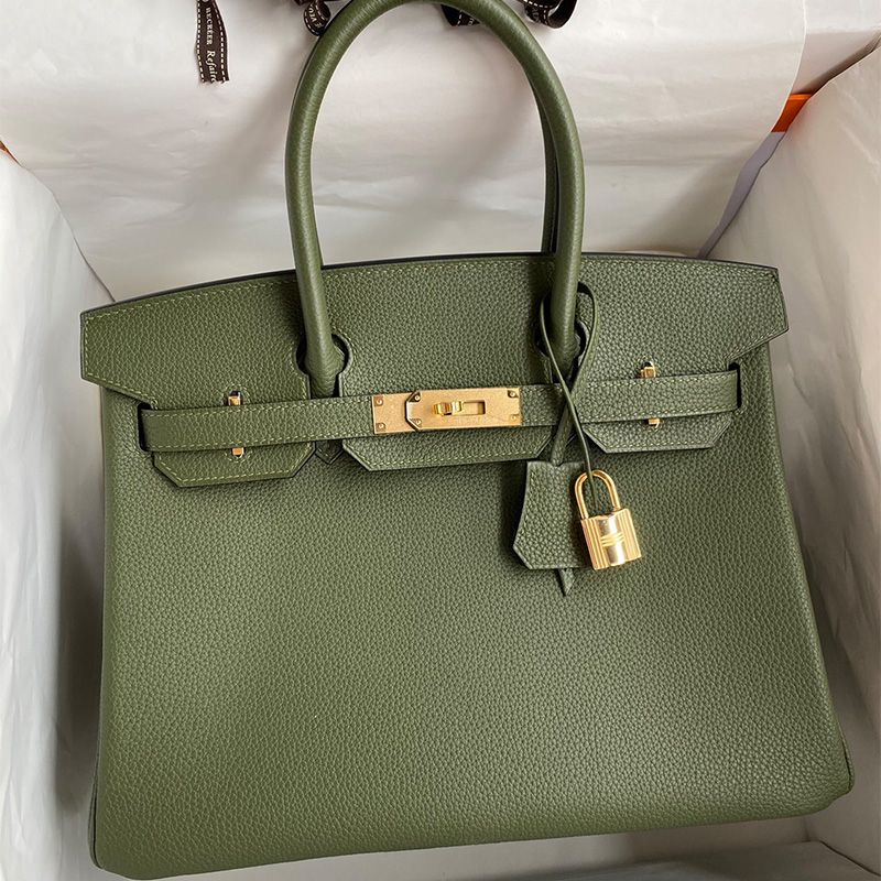 Hermes Birkin Bag Togo Leather Gold Hardware In Military Green