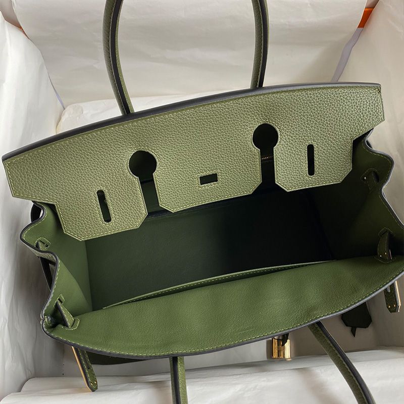 Hermes Birkin Bag Togo Leather Gold Hardware In Military Green