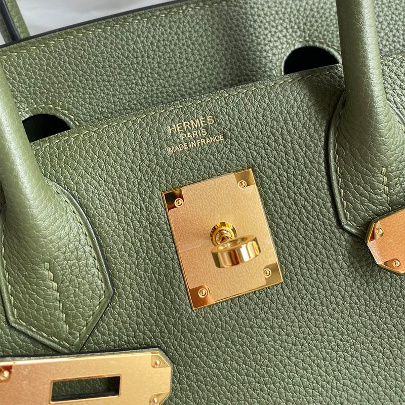 Hermes Birkin Bag Togo Leather Gold Hardware In Military Green