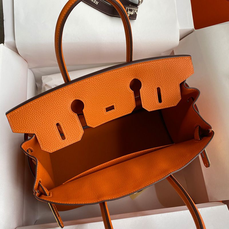 Hermes Birkin Bag Togo Leather Gold Hardware In Orange