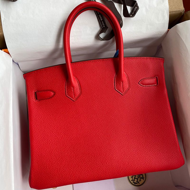 Hermes Birkin Bag Togo Leather Gold Hardware In Red