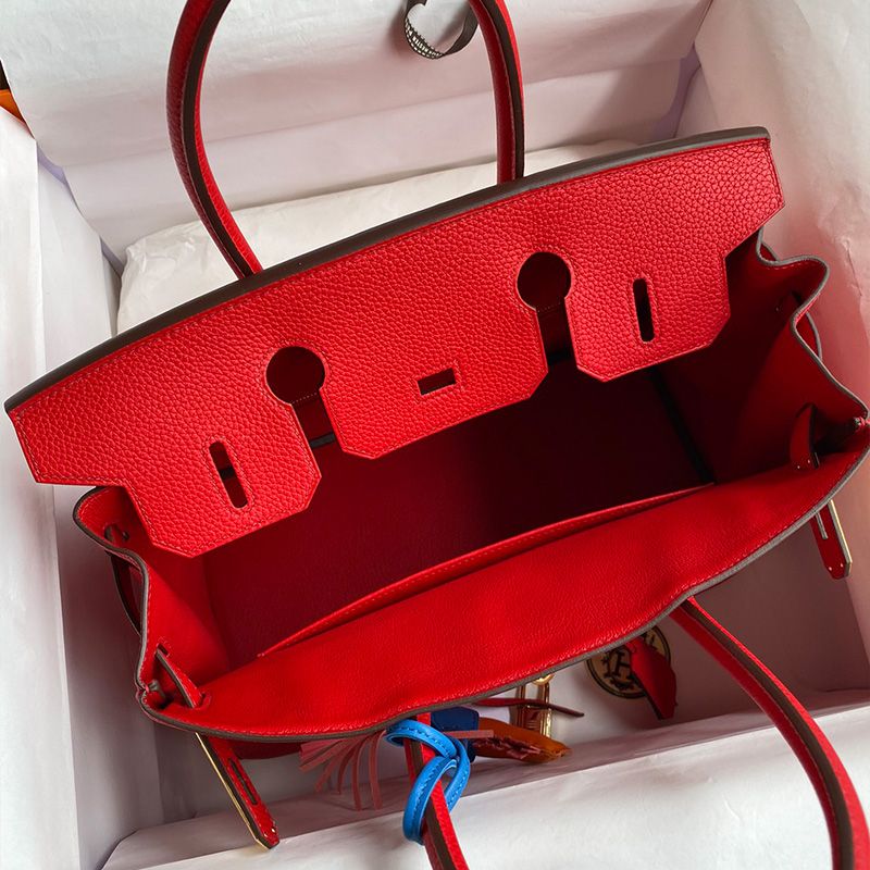 Hermes Birkin Bag Togo Leather Gold Hardware In Red