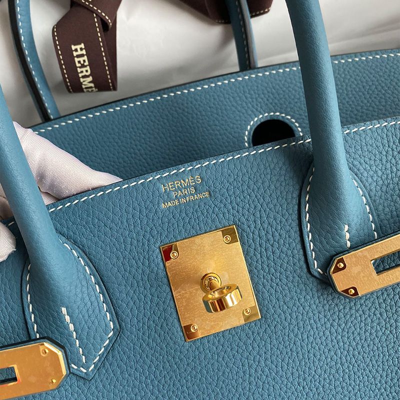 Hermes Birkin Bag Togo Leather Gold Hardware In Teal