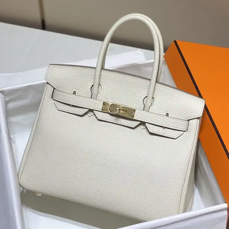 Hermes Birkin Bag Togo Leather Gold Hardware In White