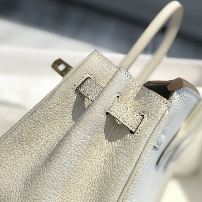 Hermes Birkin Bag Togo Leather Gold Hardware In White