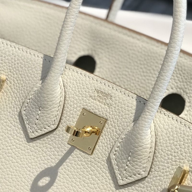 Hermes Birkin Bag Togo Leather Gold Hardware In White