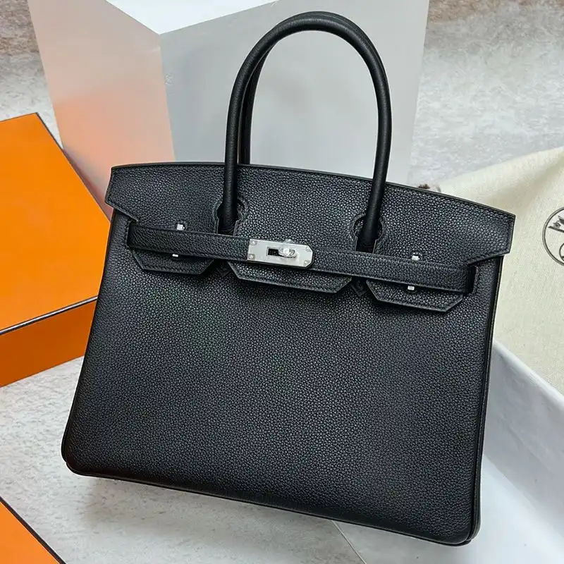 Hermes Birkin Bag Togo Leather Palladium Hardware In Black