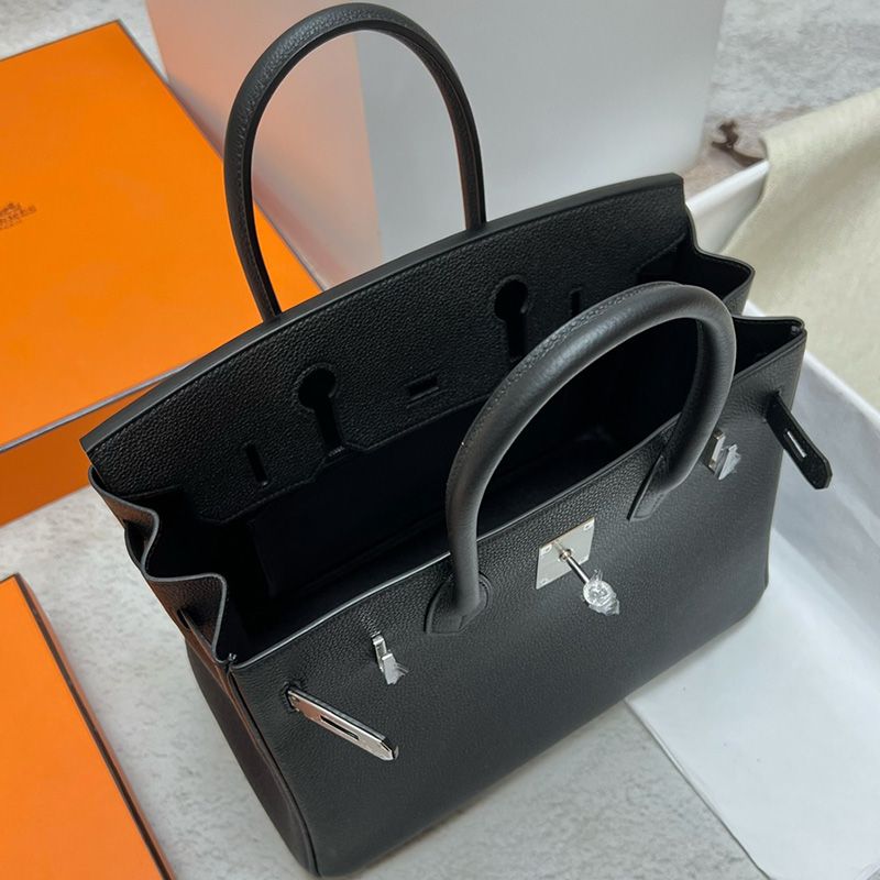 Hermes Birkin Bag Togo Leather Palladium Hardware In Black