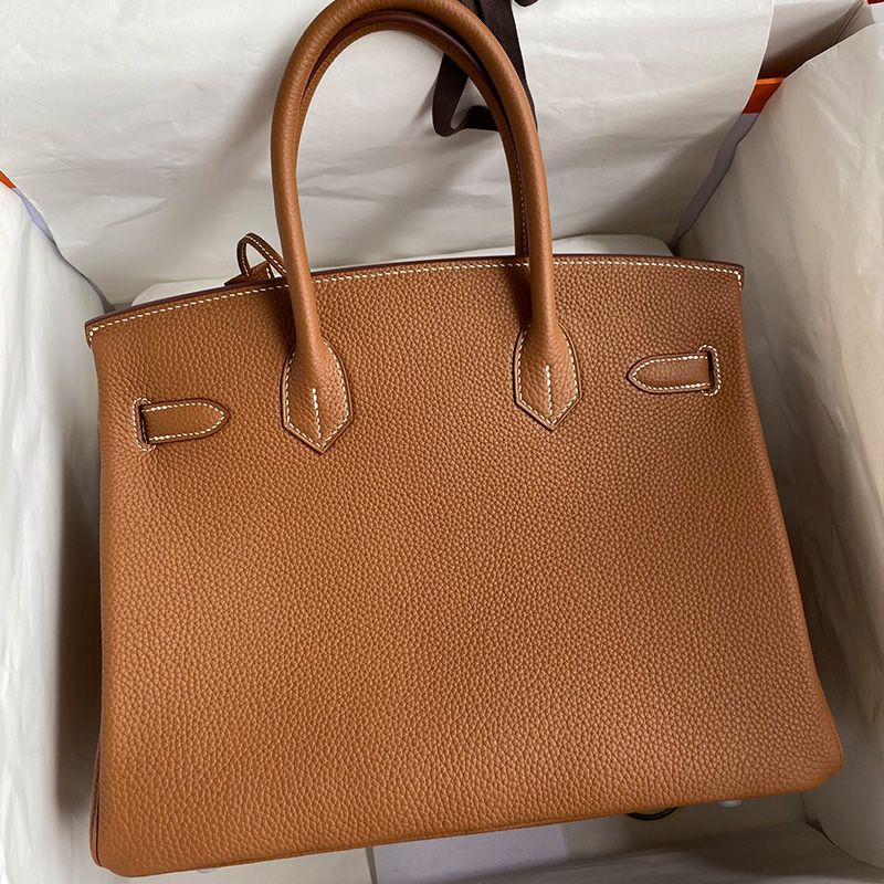 Hermes Birkin Bag Togo Leather Palladium Hardware In Brown