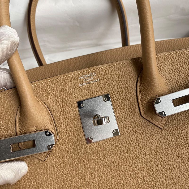 Hermes Birkin Bag Togo Leather Palladium Hardware In Chai