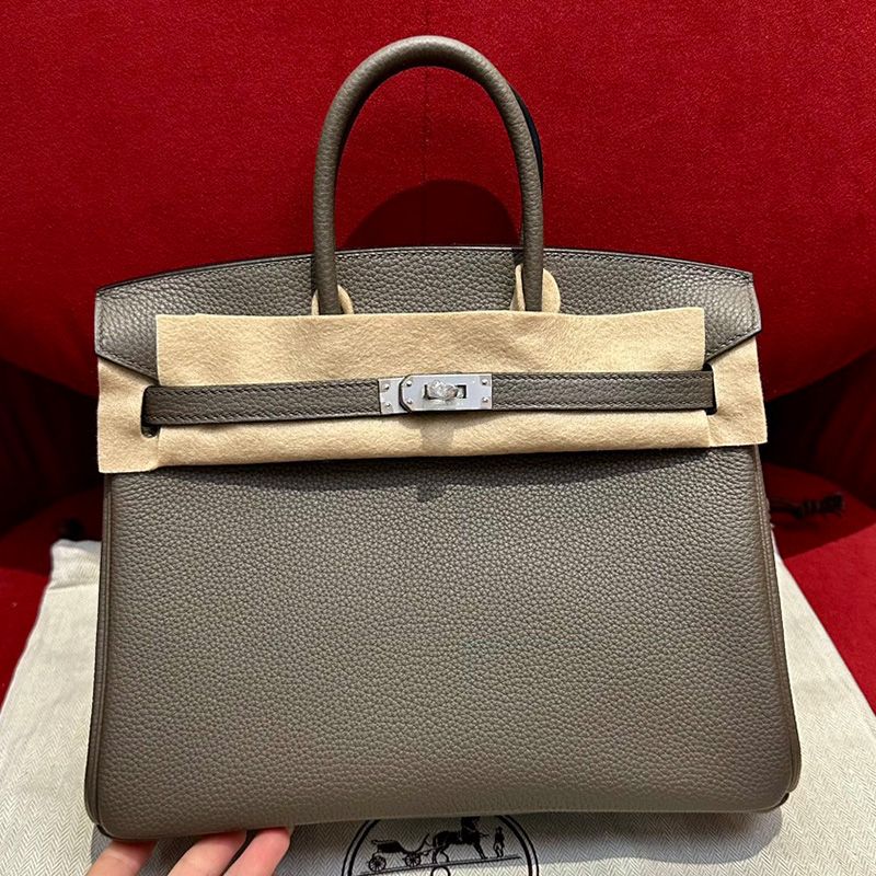 Hermes Birkin Bag Togo Leather Palladium Hardware In Etain Grey