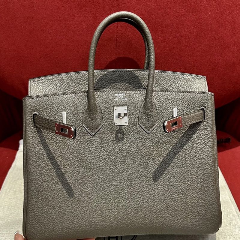 Hermes Birkin Bag Togo Leather Palladium Hardware In Etain Grey