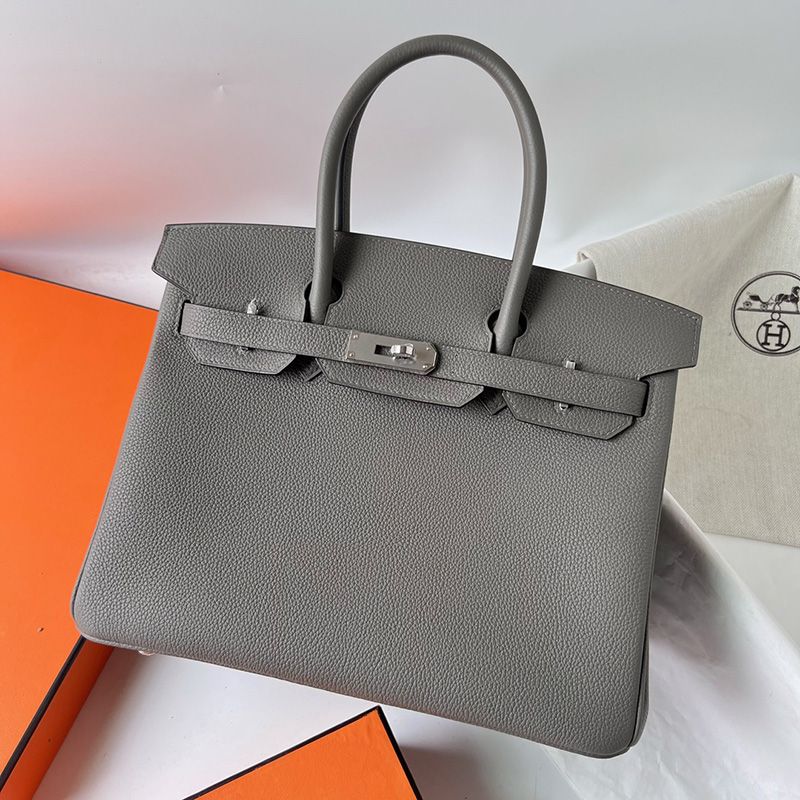 Hermes Birkin Bag Togo Leather Palladium Hardware In Gris Meyer