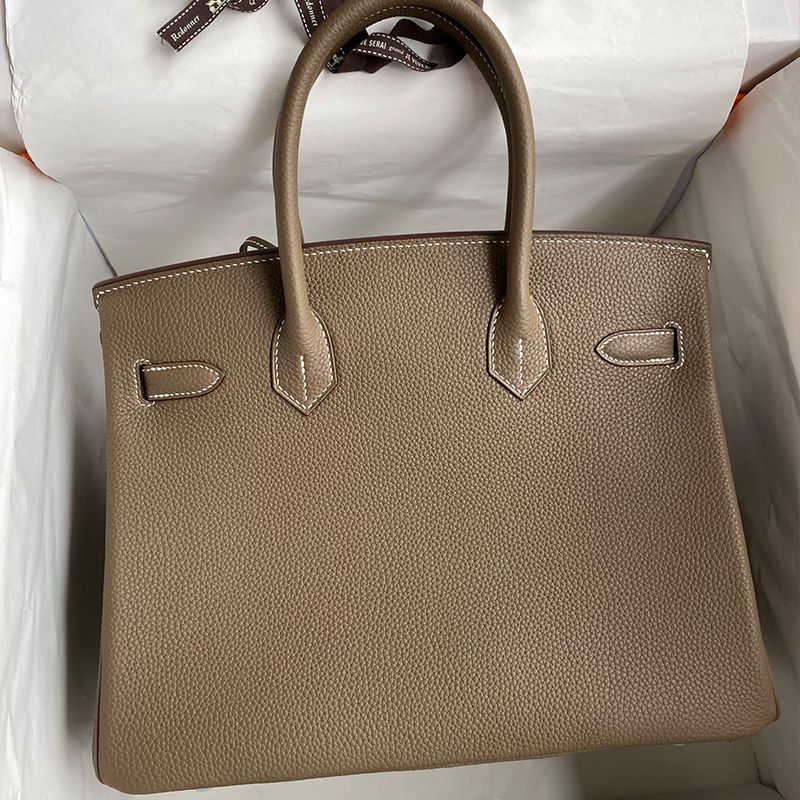 Hermes Birkin Bag Togo Leather Palladium Hardware In Khaki