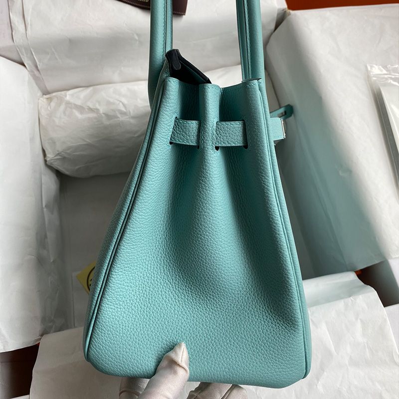 Hermes Birkin Bag Togo Leather Palladium Hardware In Macaron Blue