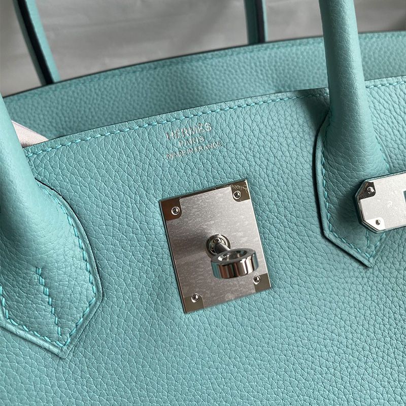 Hermes Birkin Bag Togo Leather Palladium Hardware In Macaron Blue