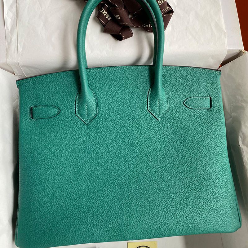 Hermes Birkin Bag Togo Leather Palladium Hardware In Malachite Green