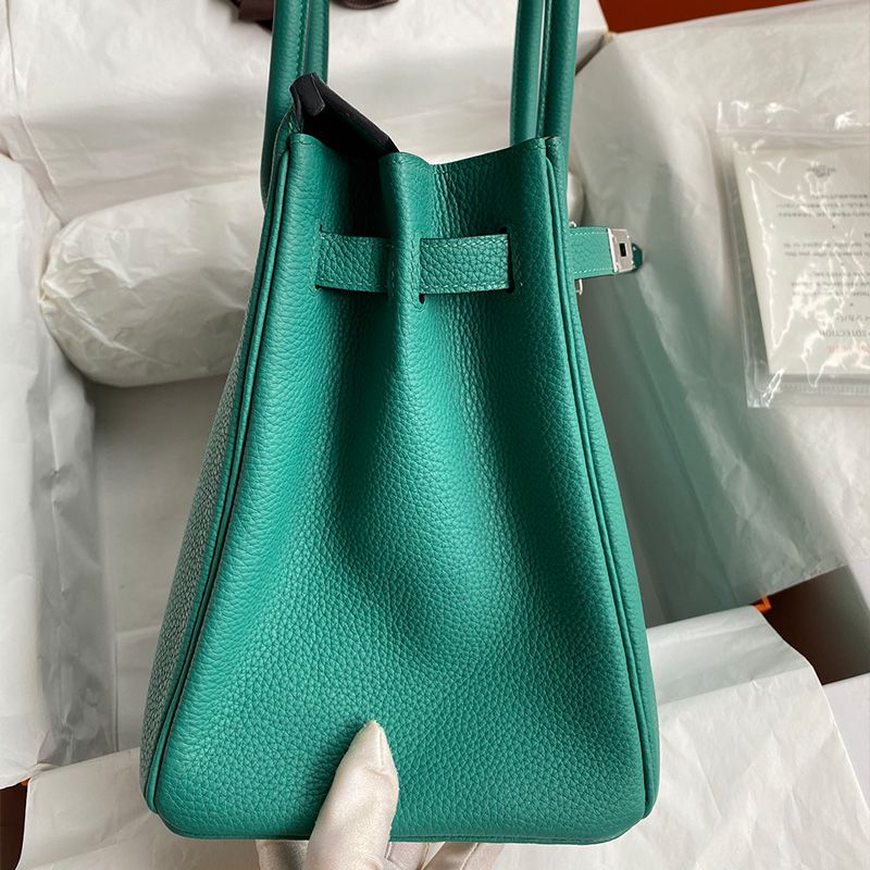 Hermes Birkin Bag Togo Leather Palladium Hardware In Malachite Green