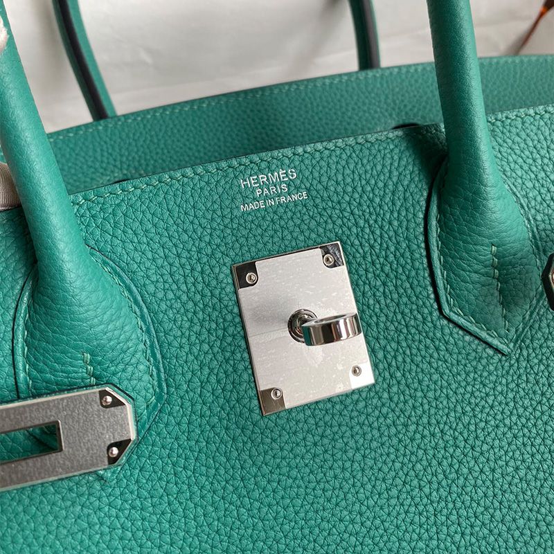 Hermes Birkin Bag Togo Leather Palladium Hardware In Malachite Green