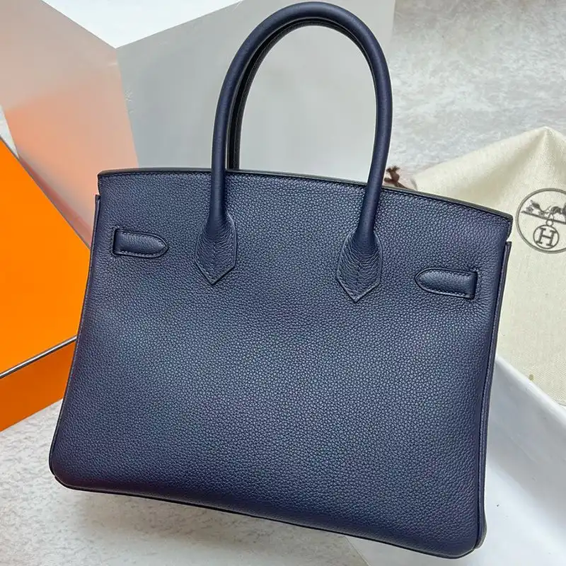 Cheap Hermes Birkin Bag Togo Leather Palladium Hardware In Navy Blue