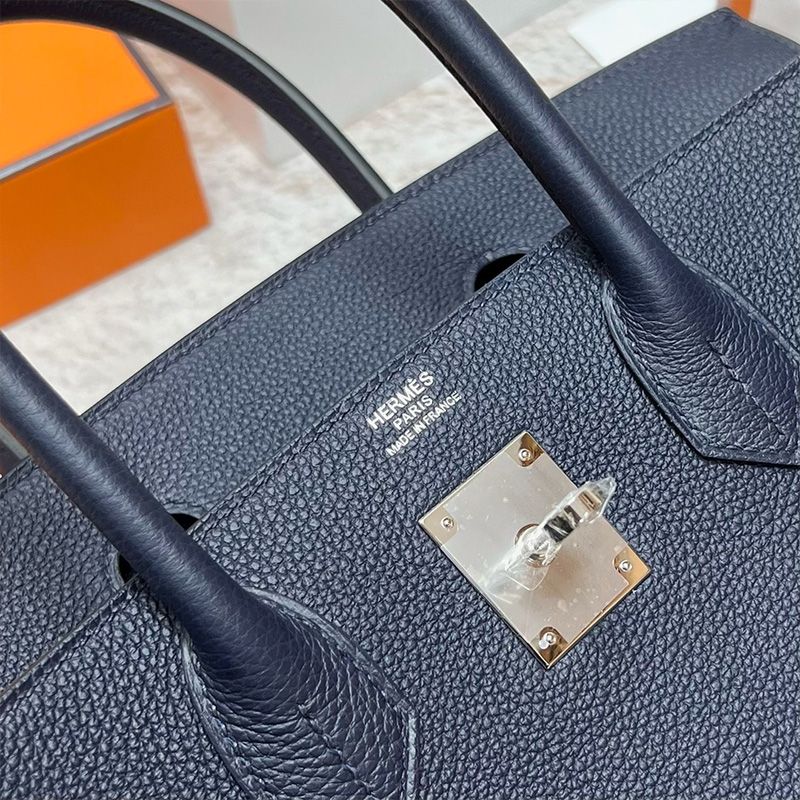 Hermes Birkin Bag Togo Leather Palladium Hardware In Navy Blue