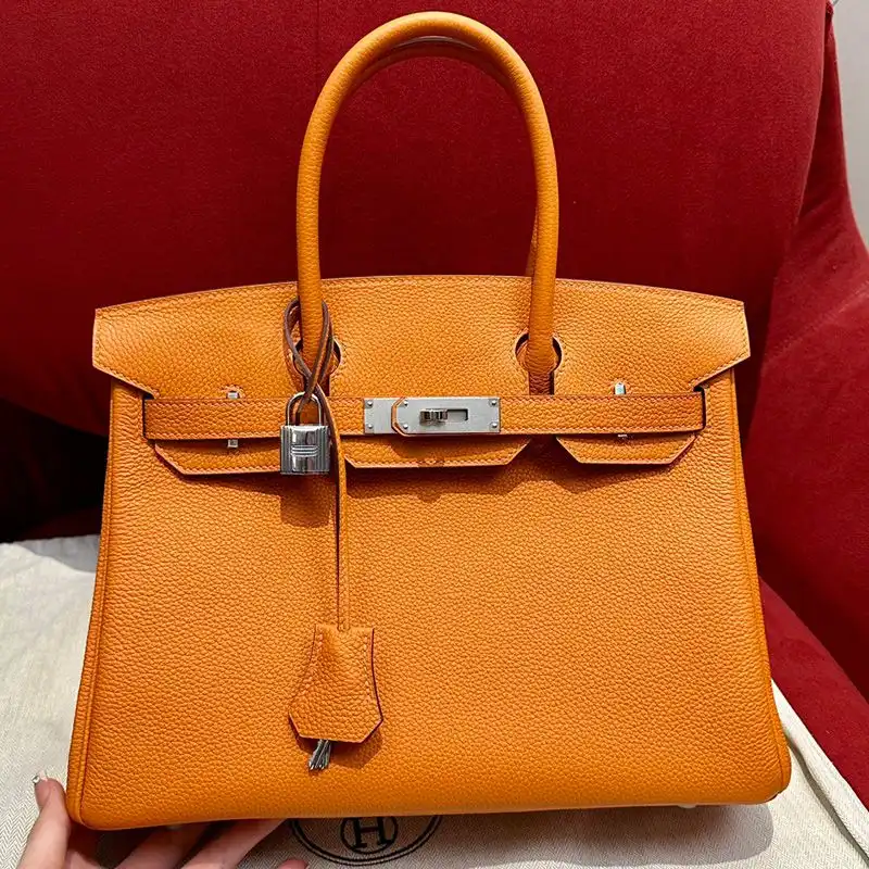 Cheap Hermes Birkin Bag Togo Leather Palladium Hardware In Orange