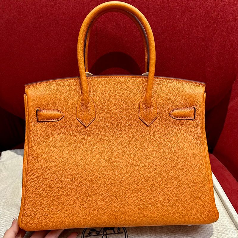 Hermes Birkin Bag Togo Leather Palladium Hardware In Orange