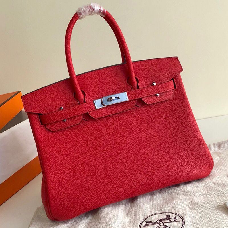 Hermes Birkin Bag Togo Leather Palladium Hardware In Red