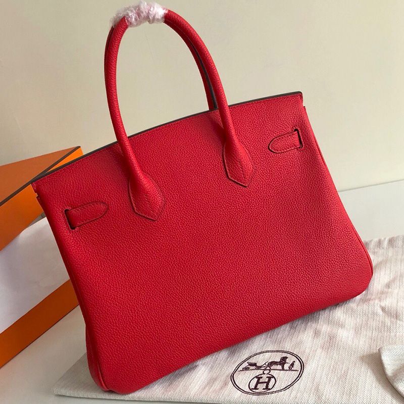 Hermes Birkin Bag Togo Leather Palladium Hardware In Red