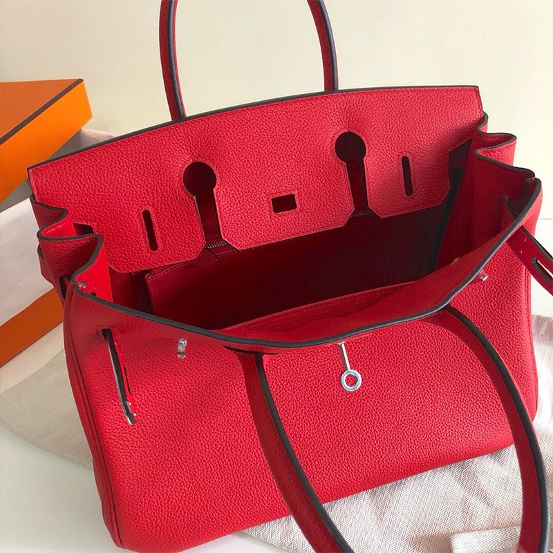 Hermes Birkin Bag Togo Leather Palladium Hardware In Red