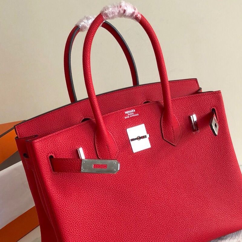 Hermes Birkin Bag Togo Leather Palladium Hardware In Red