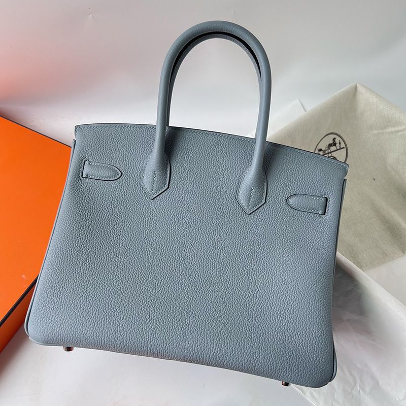 Hermes Birkin Bag Togo Leather Palladium Hardware In Sky Blue