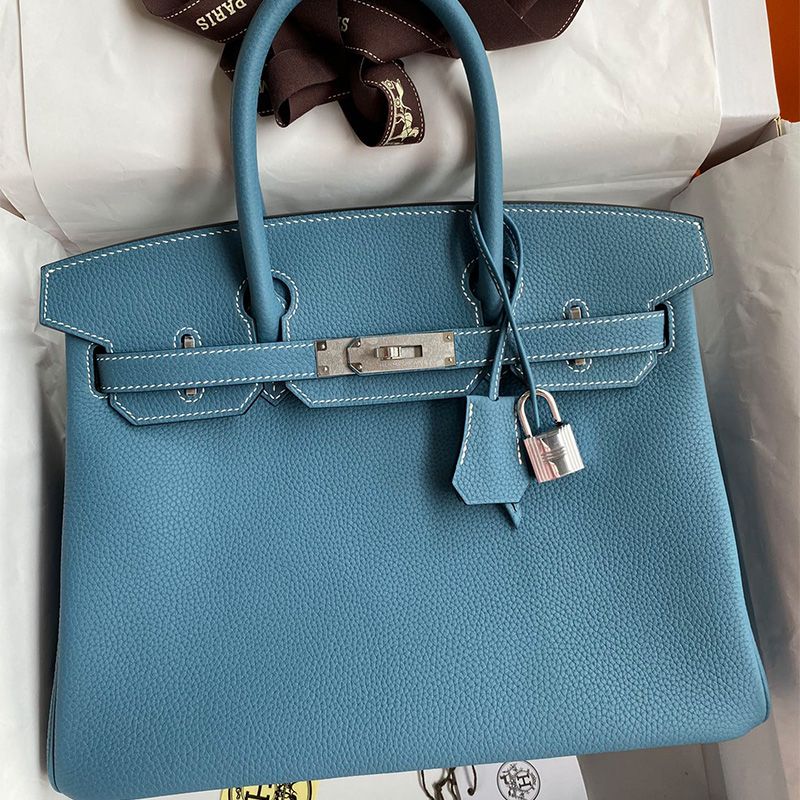 Hermes Birkin Bag Togo Leather Palladium Hardware In Teal