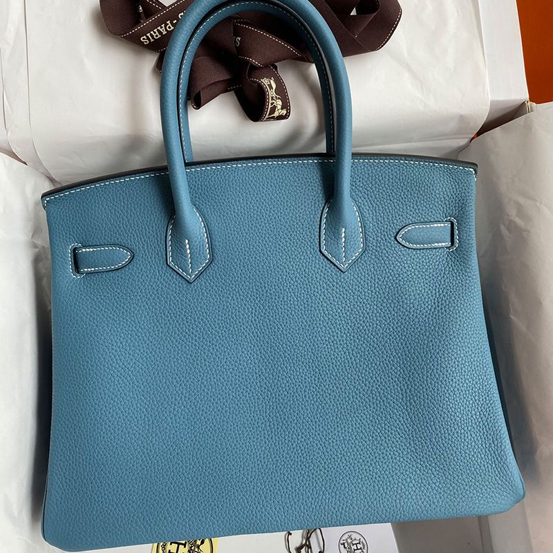 Hermes Birkin Bag Togo Leather Palladium Hardware In Teal