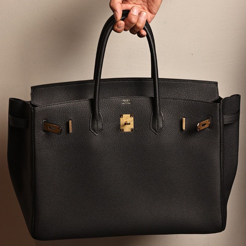 Hermes Birkin 40 Bag Togo Leather Gold Hardware In Black